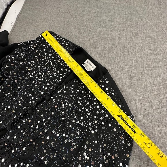 Vintage Stenay Sequin Jacket Black Buttons Beaded Long Sleeve Party Formal Sz 14 - Picture 13 of 16